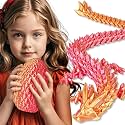 Large Dragon Eggs with Dragon Inside, 3D Printed Surprise Funny Gifts for Kids, Articulated Dragon Fidget Toys for Adults, Executive Desk Toys Office Room Décor (Orange Red)