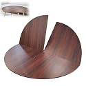 Large Foldable Round Table Top Extender Four-fold 47"-86" Round Folding Tables Outdoor Table Top Extender Table-Top Replacement Portable Wood-Top for Kitchen and Dining(Teak,66.9")