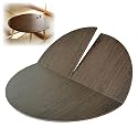 Large Foldable Round Table Top Extender Four-fold Wood Round Table Top Dining Tables Temporary Extender Space Saving Catering Banquet Party Tables Foldable Table-Top Extender(Brown Marble,55in)