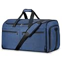 Large Garment Bag for Travel, Bukere Convertible Suit Travel Garment Duffel Bag for Men Women Business, Shoe Compartment, Detachable Shoulder Strap, Multi-Function 2 in 1 Weekender Bag, Blue