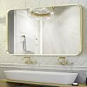 Gold Bathroom Mirror 30x48in, Metal Framed Rounded Rectangle Wall