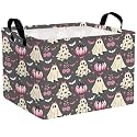 Large Halloween Themed Candy Gift Boo Basket for Kids Baby Personalized Adults Storage Bin Fall Decor(Pink Cherry Pumpkin Ghost)