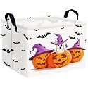 Large Halloween Themed Candy Gift Boo Basket for Kids Baby Personalized Adults Storage Bin Fall Decor(Three Pumpkin Black Bat)