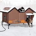 Large Heated Cat House for Outside, Outdoor Heated Cat House Weatherproof