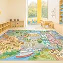 Large Kids Area Rug 6x9 – Interactive North America Map Carpet with States, Animals &amp; Famous Landmarks – Soft Non-Slip Learning Area Rug for Kindergarten, School, or Bedroom Décor