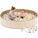 Large Kids Baby Ball Pool 72" x 12" Foldable Play Pit, Beige