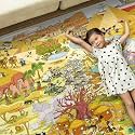 Large Kids Playroom Rug 8x10 – Desert Adventure Safari Animal Map Carpet with Lions, Elephants, Giraffes &amp; Tribes – Educational Area Rug for Boys &amp; Girls Bedroom, Classroom, or Reading Nook