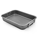 Large Lasagna Pan 12” x 16” - Heavy-Duty Nonstick Casserole Dishes for Oven - Convenient Deep Lasagna Baking Dish With Foldable Handles - Casserole Dish Is Dishwasher Safe and Perfect for Any Meal