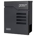 Decaller Large Capacity Mailbox with Key Lock, Wall Mount Metal Mail Box with Newspaper Compartment for Outside, 14.4" x 13" x 4.2", 938 Black