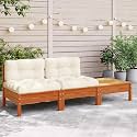 Large Modular Garden Sofa in Wax Brown Solid Pine Wood with Weather-Resistant Cushions for Outdoor Seating and Patio Furniture