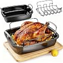 25 lb Nonstick Turkey Roasting Pan with w/Rack, 17.3 in, Box Included