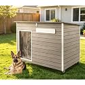 Large Outdoor Dog House, Weatherproof Wood with Chew-Resistant Alloy Frame