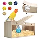Large Parakeet Nesting Box, Transparent Bird House Natural Wood&Acrylic Parakeet Nesting Bird Cage House for Parrot Cockatiel Budgies Canaries Lovebirds (L)
