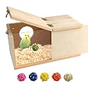 Large Parakeet Nesting Box,Transparent Parrot Breeding Box with Detachable Wooden Board Acrylic Visible Bird Cage House with Perch for Cockatiel Conure Budgie Lovebird Finch