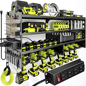 Dc Tool Rack Large Power Tool Organizer Wall Mount with Charging Station,4 Layer ...