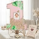 The Real Bossy Baby - Wild One Birthday Guest Book Keepsake For Girls - Jungle Decorations - Large Premium Photo Frame - 1st Birthday Gift Ideas - Wooden Shadow Box - Luxury Nursery Decor - Photo Framee (Pink)