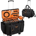 Large Rolling Dj Cable Bag with Detachable Dividers, Bottom Pad