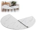 Large Round Foldable Table Top Folding Dining Table,Round Table Extender Solid Wood Board, Temporary Extender Folding Tabletop Large Foldable Table Top Only for Home Backyard(White Marble,47")