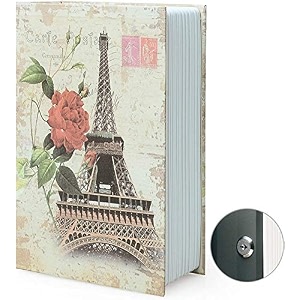 large security book shape safe box secret book safe security locker with key cash jewelry storage box case 265 x 200 x 65 mm - paris