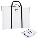 Large Size Art Portfolio Bag with Nylon Shoulder, 24 x 36 inches Light Weight Poster Storage Bag Board Holder with Handle and Zipper for Poster, Sketching and Drawing (White)
