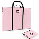 Large Size Art Portfolio Bag with Nylon Shoulder, 24 x 36 inches Light Weight Poster Storage Bag Board Holder with Handle and Zipper for Poster, Sketching and Drawing (pink)