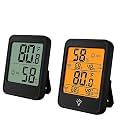 Large Size LCD Digital Thermometer Hygrometer Indoor Room Temperature Humidity Meter Sensor Gauge(MC41-Black-Backlight)