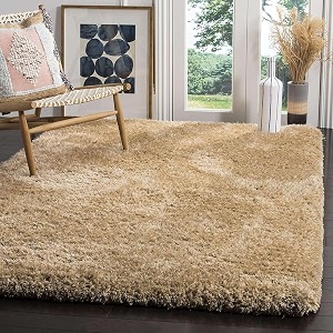 Large Skin Beige Microfiber Shag Rug 7x10