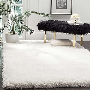 Large White Microfiber Shag Rug 2x4 Feet
