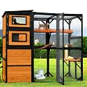 Large Wooden Catio Outdoor Cat Enclosure with 4-Tier Design