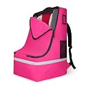 LARIPOP Car Seat Travel Bag for Airplane, Universal Gate Check Car Seat Bag, Padded Backpack with Waist Belt, Reflective Strips &amp; Protective Feet, Fits Infant Convertible Booster Seats, Pink