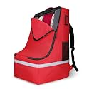 LARIPOP Car Seat Travel Bag for Airplane, Universal Gate Check Car Seat Bag, Padded Backpack with Waist Belt, Reflective Strips &amp; Protective Feet, Fits Infant Convertible Booster Seats, Red