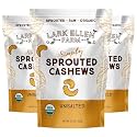 Lark Ellen Farm Organic Raw Sprouted Cashews, Unsalted, 10 oz (6-Pack)