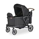 Larktale Sprout V2 Single-to-Double Stroller Wagon for 1 or 2 Kids, Size-Adjustable Wagon Stroller with All-Terrain Wheels, Adjustable Handlebar, XL Canopy & Parent Console, Byron Black