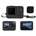 Silicone Protective Cover Housing + Lanyard + Glass Screen Protector and Lens Protector for GoPro Hero 9 Black