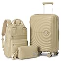 LARVENDER Expandable Carry On 3 Piece Luggage Set with Backpack 20 Inch