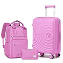 LARVENDER Expandable Carry On 3 Piece Luggage Set with Backpack 20 Inch