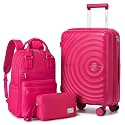 LARVENDER Expandable Carry On 3 Piece Luggage Set with Backpack 20 Inch
