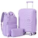 LARVENDER Expandable Carry On 3 Piece Luggage Set with Backpack 20 Inch