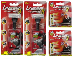 laser control 3 triple blade-pivot razor set of 2 control 3 cartridge set of 2 men pack of 4