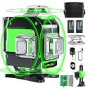 Laser Level, 4x360° Self Leveling Green Cross Line Laser for Construction and Picture Hanging with Rechargeable battery, Remote Controller, Magnetic Rotating Stand