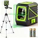 Laser Level with Tripod, 120 feet Green Cross Line Self Rotary Leveling Laser Level, Vertical and Horizontal Line, Rotatable 360 Degree, Manual Self leveling and Pulse Mode,IP54 Waterproof & Battery1