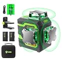 LasGoo LG-3D Laser Level Self Leveling 3x360°, 3D Green Beam Cross Line Laser for Construction and Picture Hanging, 2 Rechargeable Batteries (20 Hrs), Magnetic Liftable Stand Included, Green