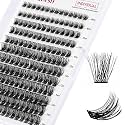Lash Clusters DIY Eyelash Extensions 168 Clusters Lashes D Curl 0.07 Natural Individual Lash Extensions Mixed Tray False Eyelashes Soft &amp; Strong Thin Band DIY at Home (F34-0.07D, 8-16mm)