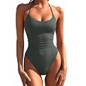 LASLULU Womens One Piece Swimsuits Halter Bathing