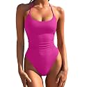 LASLULU Womens One Piece Swimsuits Halter Bathing