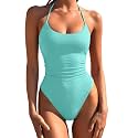 LASLULU Womens One Piece Swimsuits Halter Bathing