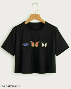 lasmo casual regular sleeves printed women black top