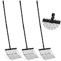 Lasnten 3 Sets Black Metal Manure Fork with Long Metal Handle