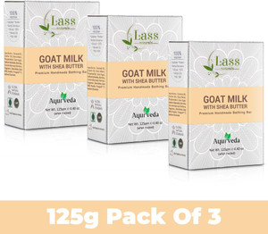 lass natural goat milk natural handmade bathing bar with shea butter for sensitive  dry skin 3 x 125 g