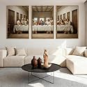 The Last Supper Canvas Wall Art Framed Christian Wall Decor 24x36 Inch Framed Jesus Religious Painting Modern Bible Pictures Set of 3 for Living Room Bedroom Hallway Office